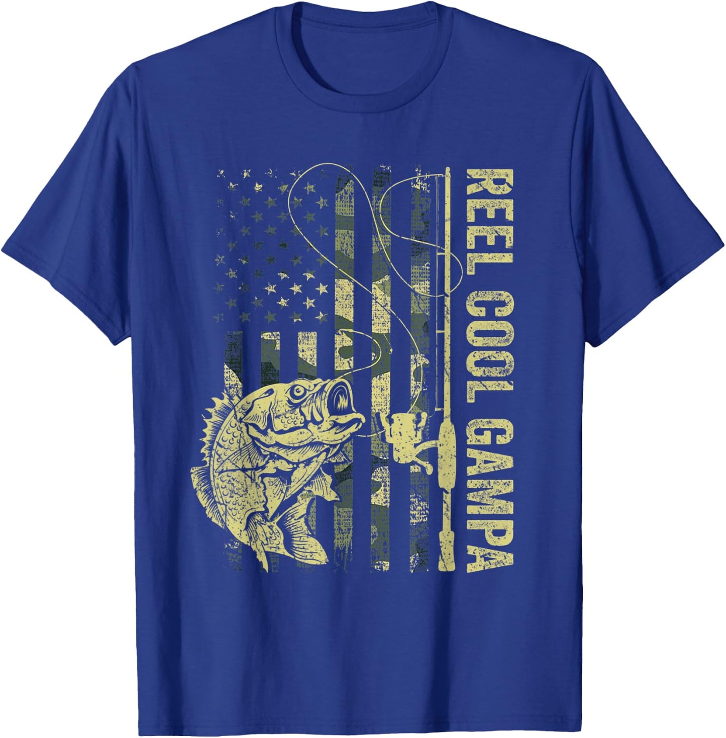 Reel Cool Gampa Camouflage American Flag Fathers Day Men T-Shirt - T-Shirt | Royal