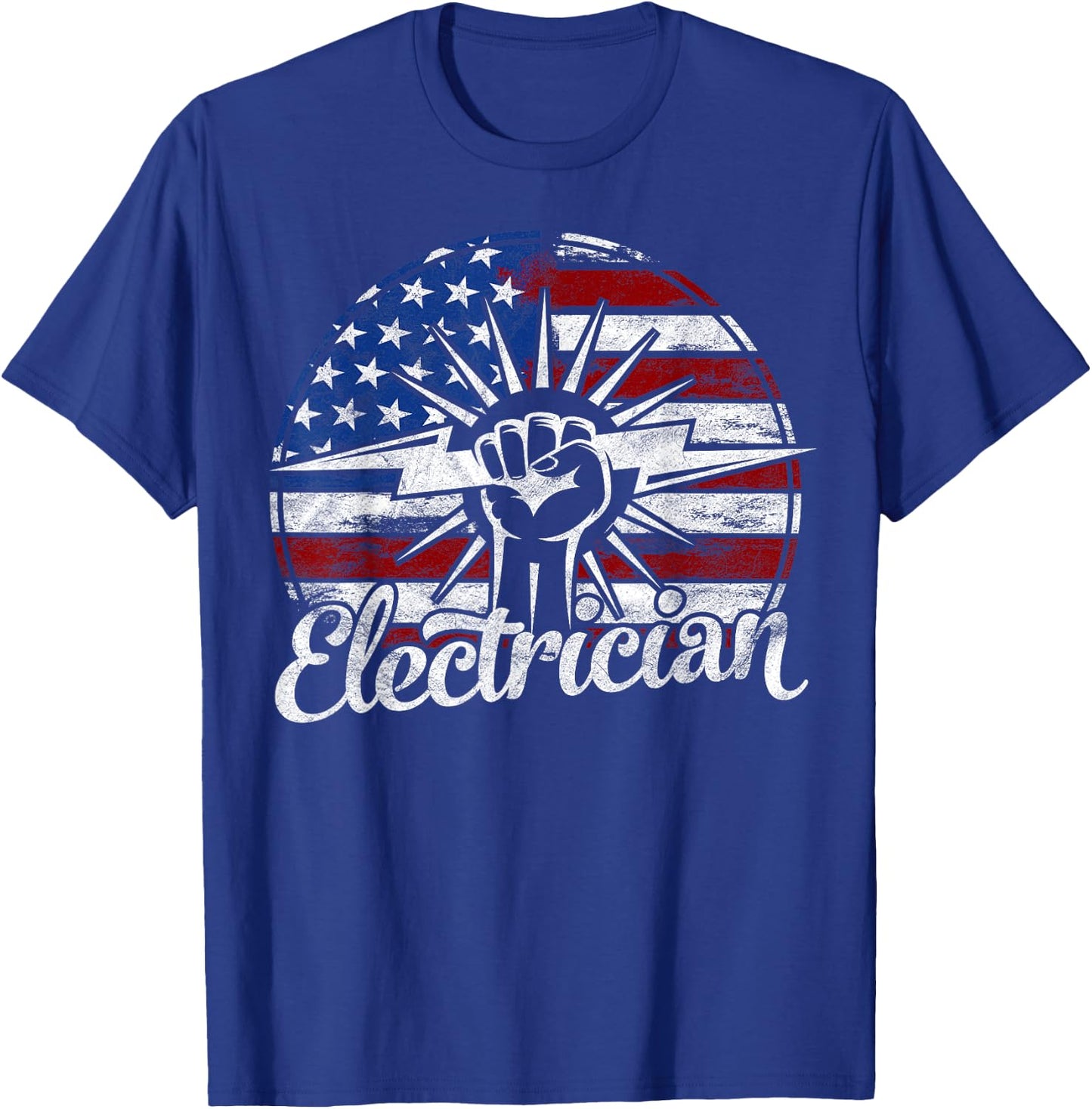 Electrician American Flag Electrical Gift Usa Patriotic Kids Men T-Shirt - T-Shirt | Royal