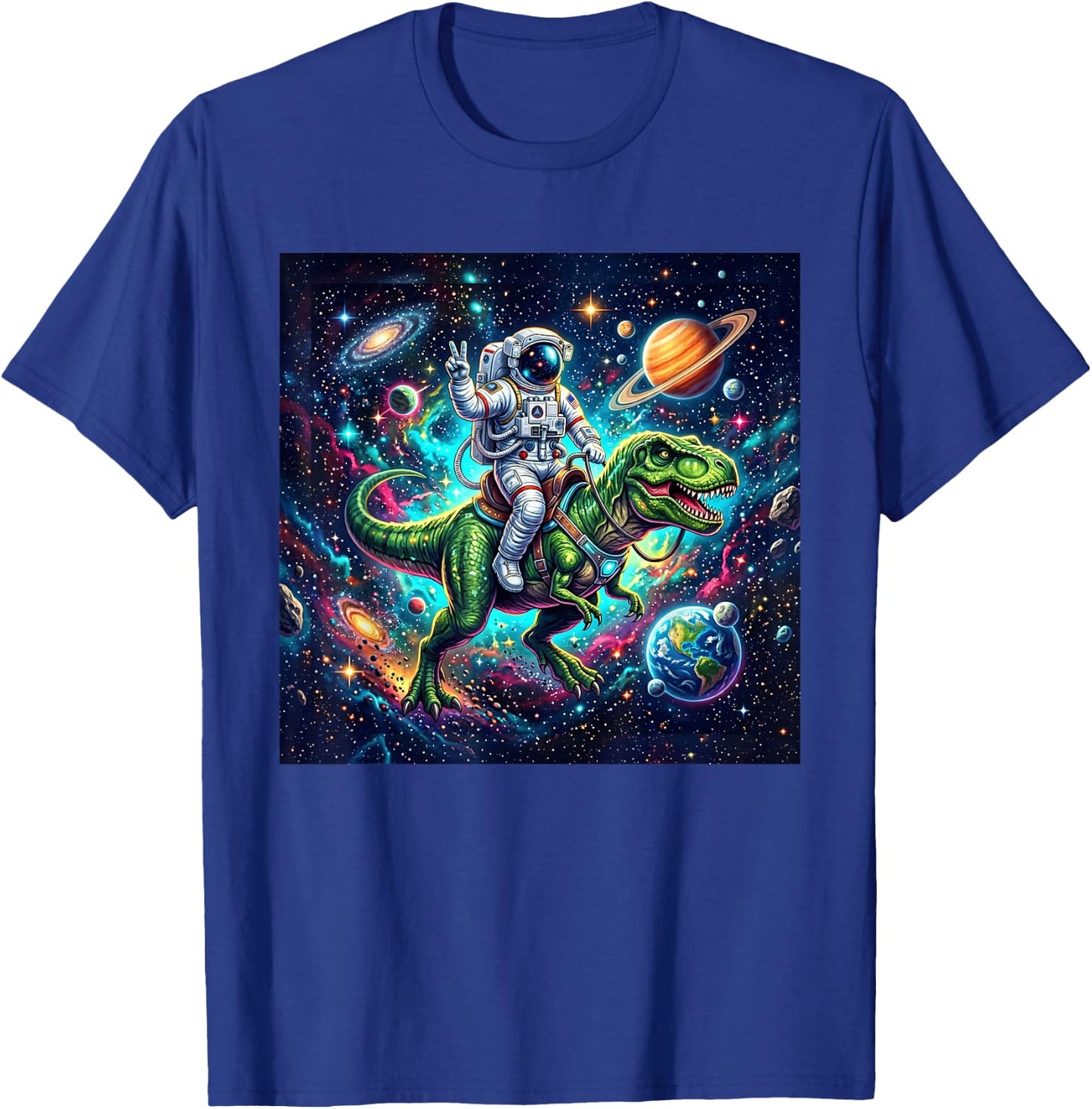 Cute Trex for Boys Girls Kids Costume Toddler Dino Space T-Shirt - T-Shirt | Royal