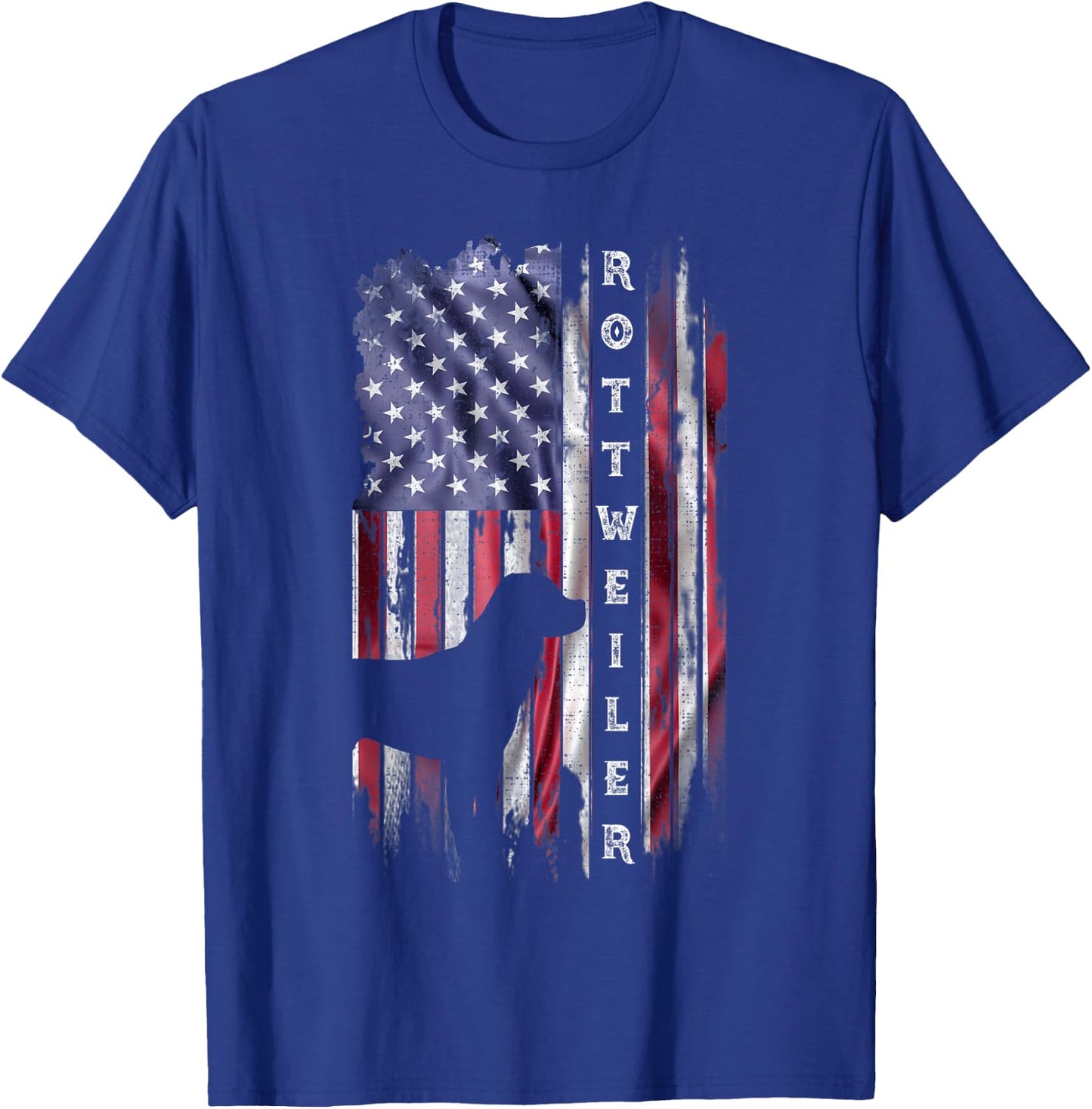Vintage USA Flag Rottweiler Dog Rottie Lover Silhouette T-Shirt - T-Shirt | Royal