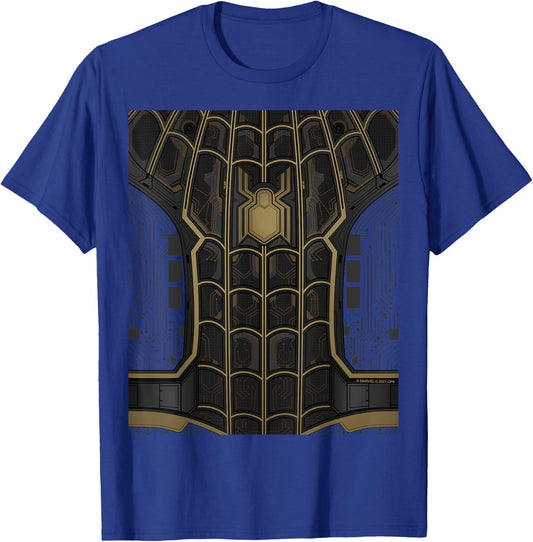 Marvel Spider-Man: No Way Home Black Gold Suit Front Back T-Shirt - T-Shirt | Royal