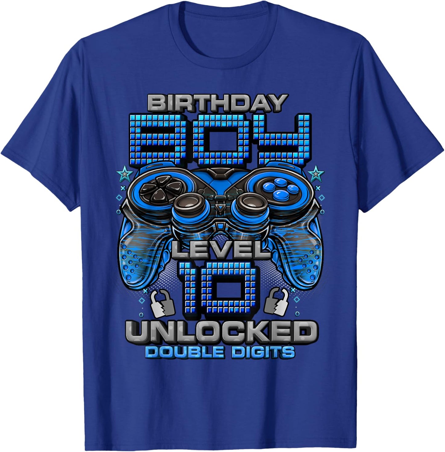 Level 10 Unlocked Awesome Since 2015 10th Birthday Gaming T-Shirt - T-Shirt | Royal