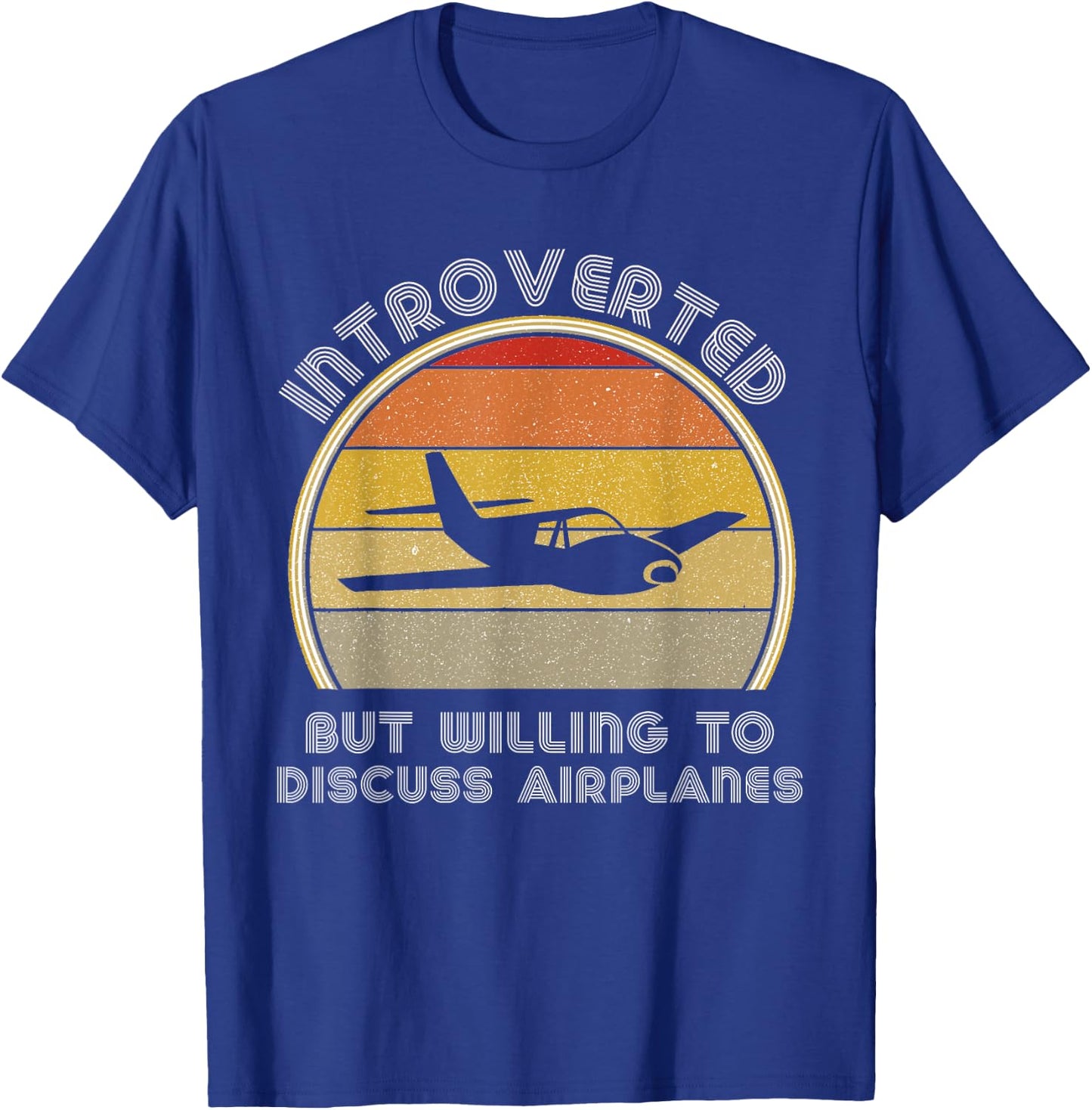 Plane Aviation Men Introverted Willing To Discuss Airplanes T-Shirt - T-Shirt | Royal