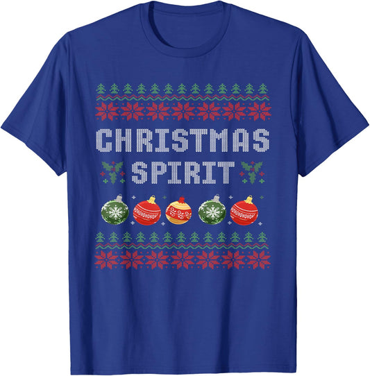 Balls Deep in The Christmas Spirit Couples Matching Ugly T-Shirt - T-Shirt | Royal