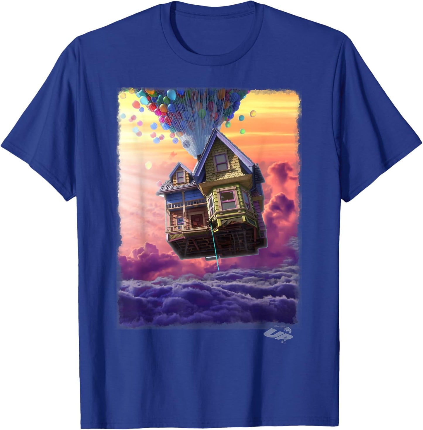 Disney Pixar Up Flying House Watercolor Window Portrait T-Shirt - T-Shirt | Royal