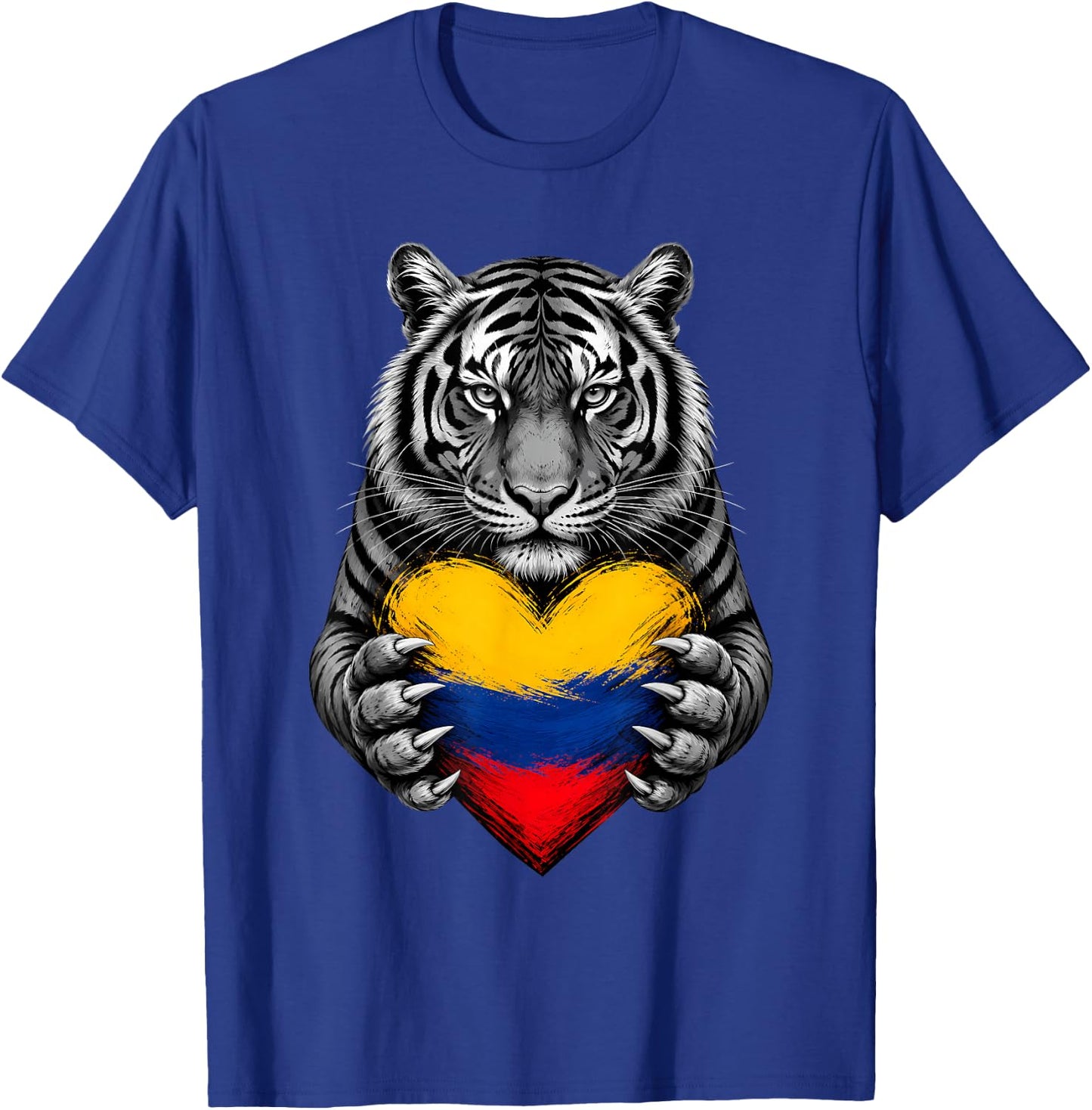 Tiger Heart Colombian Flag Colombia Pride Men Women Kids T-Shirt - T-Shirt | Royal