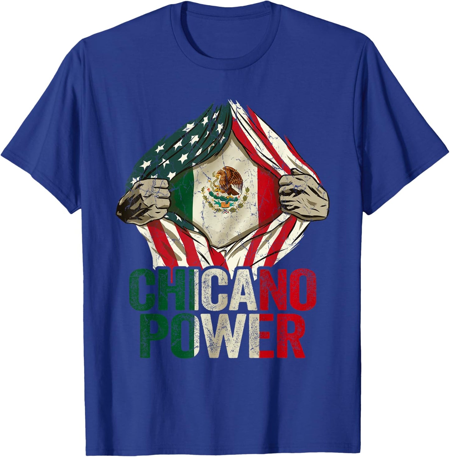 Chicano Shirt Funny USA Flag Mexican Flag Chicano Power T-Shirt - T-Shirt | Royal