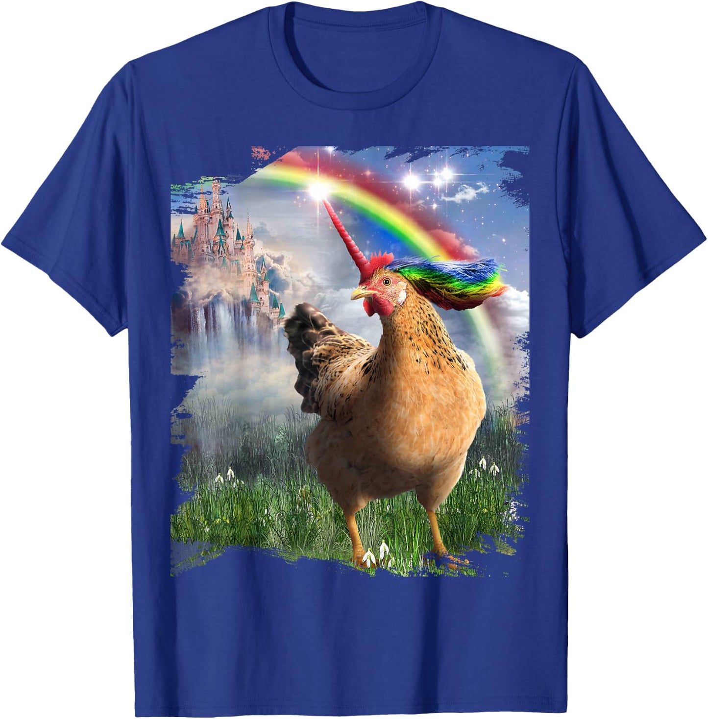 Awesome Unicorn Chicken Rainbow Chickicorn Funny T-Shirt - T-Shirt | Royal