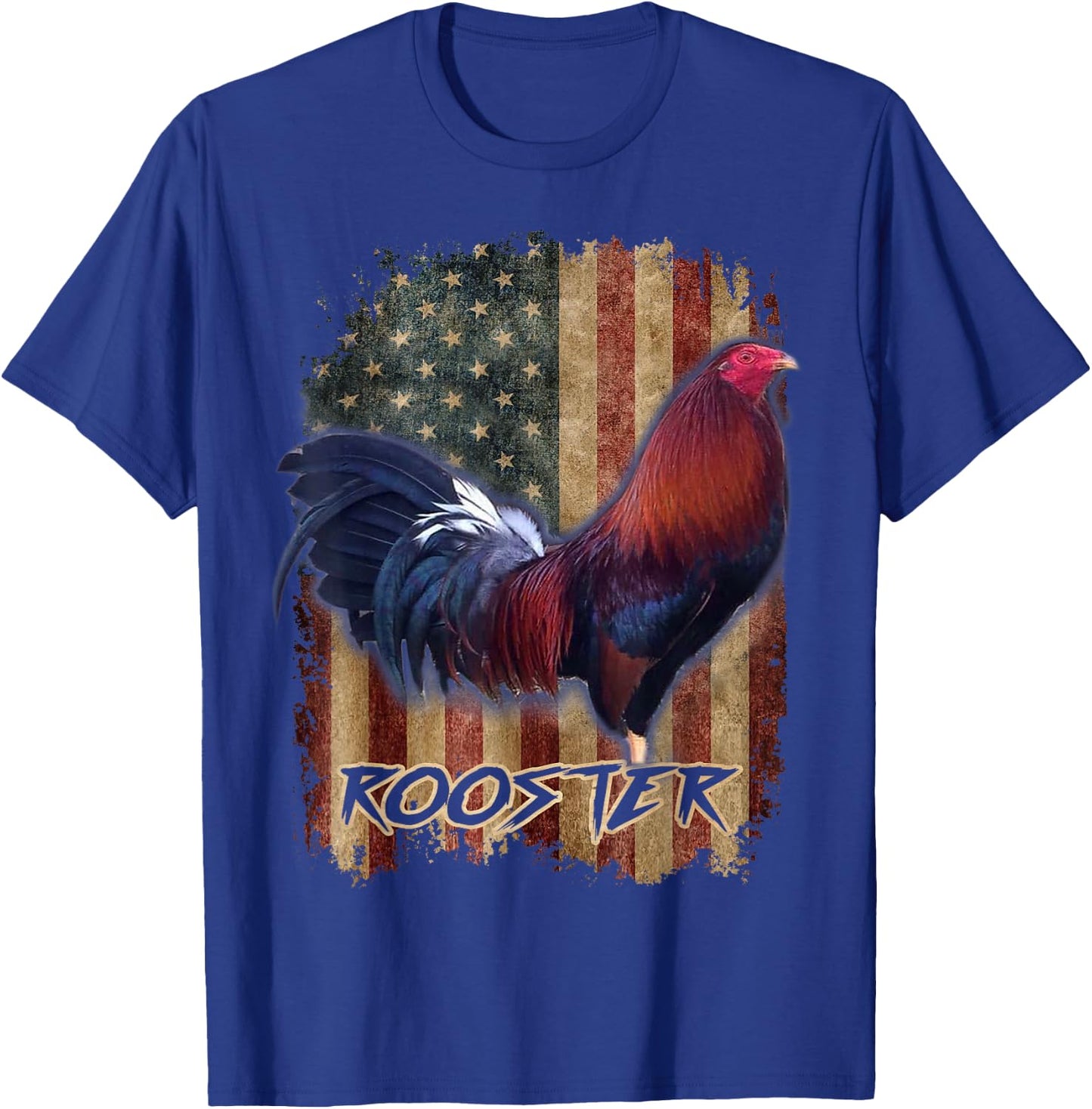 Rooster Shirt Cock Fight US Flag T-Shirt - T-Shirt | Royal