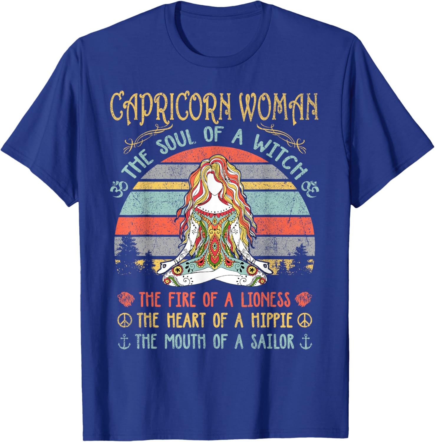 Capricorn Woman The Soul Of A Witch Vintage Birthday T-Shirt - T-Shirt | Royal