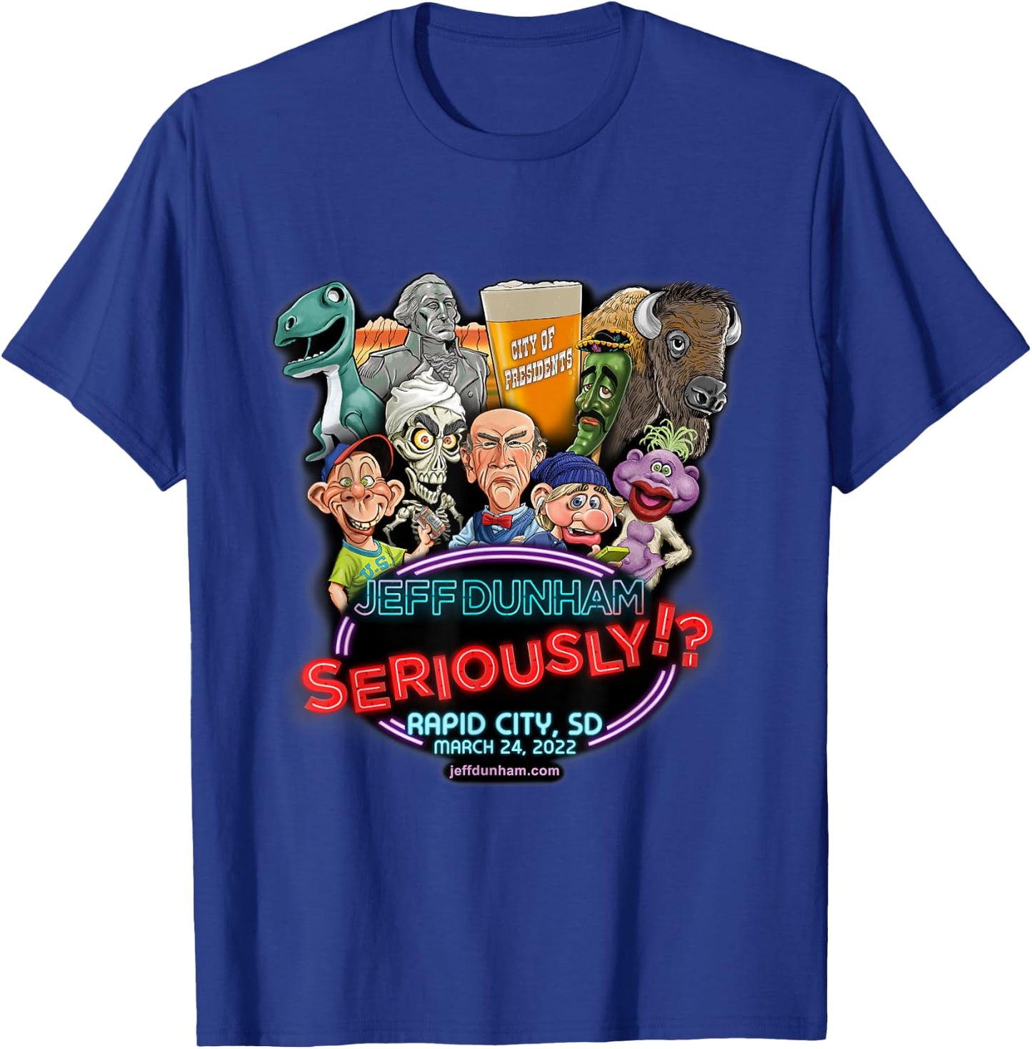 Jeff Dunham Rapid City, SD (2022) T-Shirt - T-Shirt | Royal