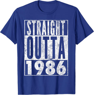 Straight Outta 1986 36th Birthday Shirt 36 Years Old Vintage T-Shirt - T-Shirt | Royal