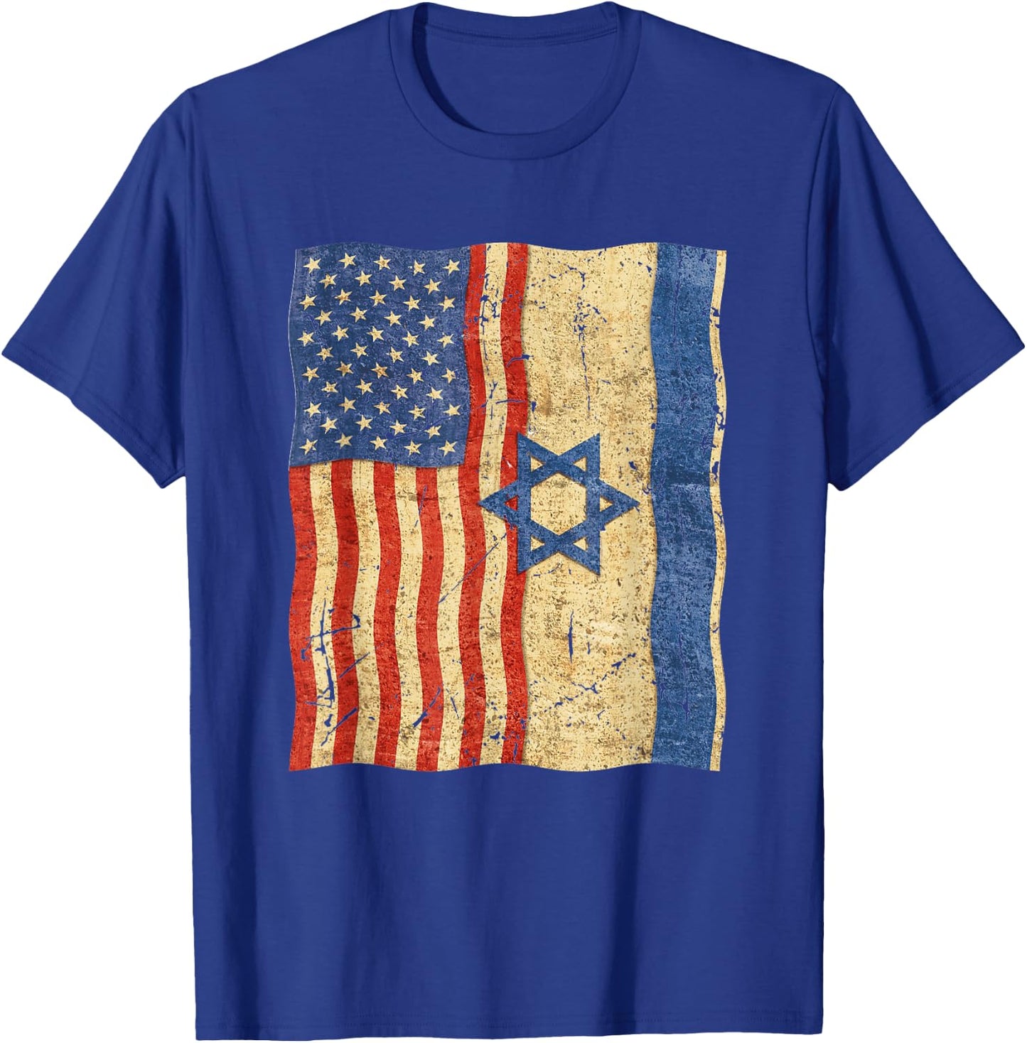 Flag of Israel and flag of USA, Israel Patriotic T-Shirt - T-Shirt | Royal