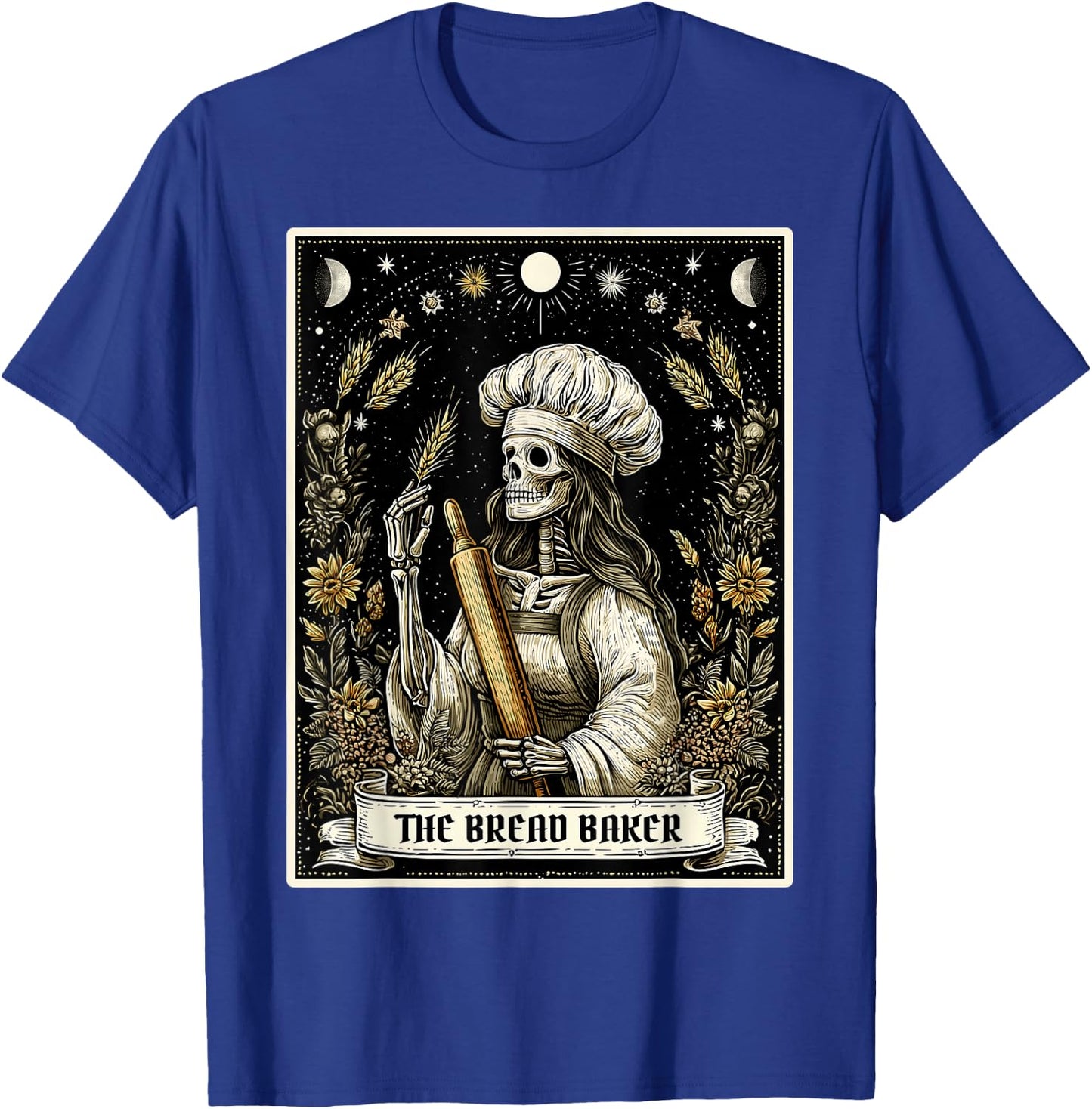 The Bread Baker Bread Baking Tarot Card Skeleton Witchy T-Shirt - T-Shirt | Royal