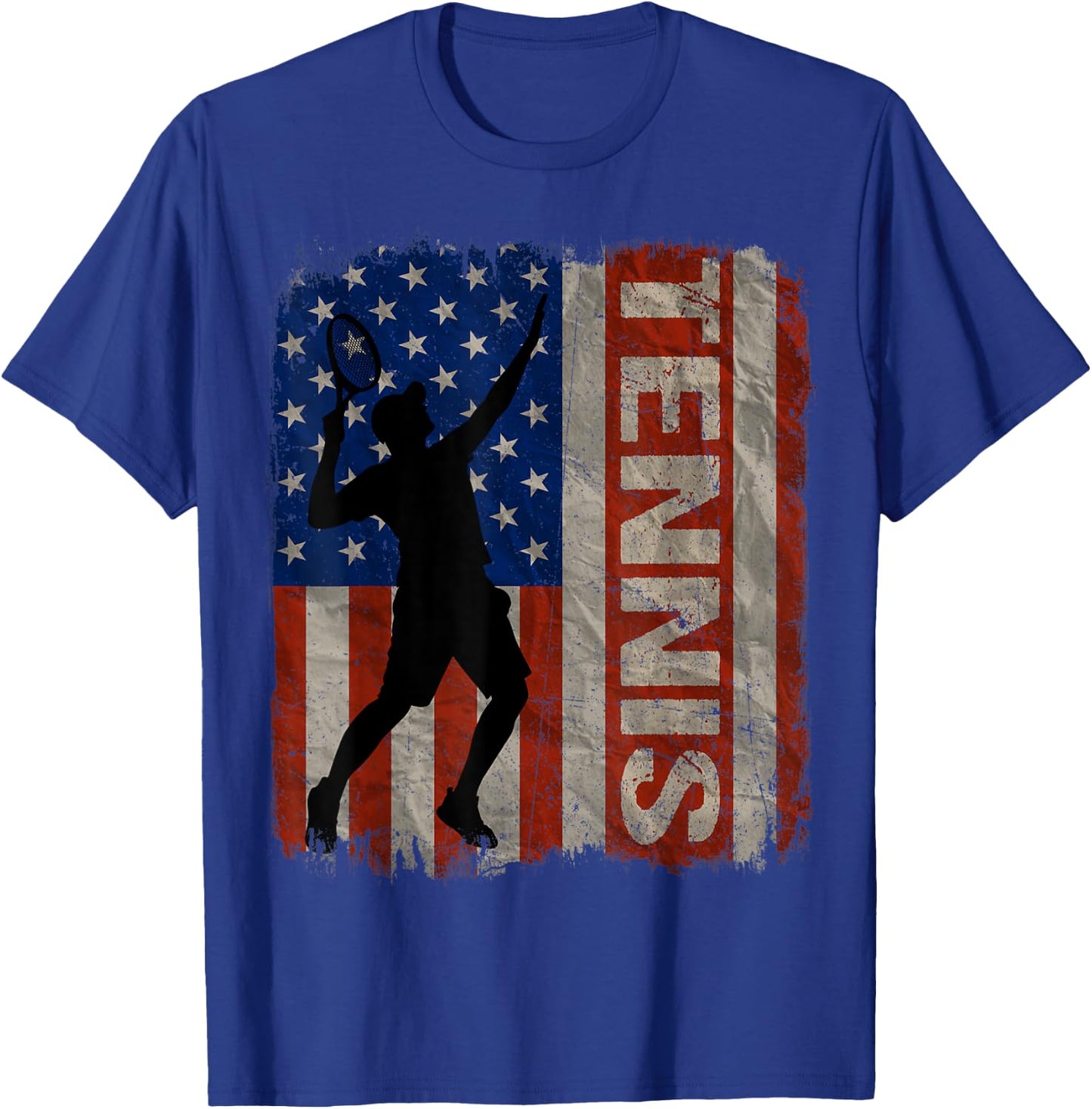 Tennis USA American Flag Vintage 4th Of July Gift Women Kids Men T-Shirt - T-Shirt | Royal