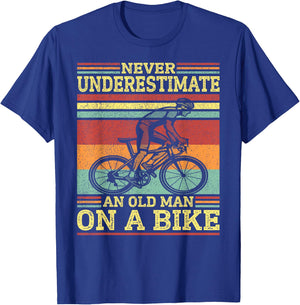 Vintage Cycling - Never Underestimate an Old Man on A Bike T-Shirt - T-Shirt | Royal