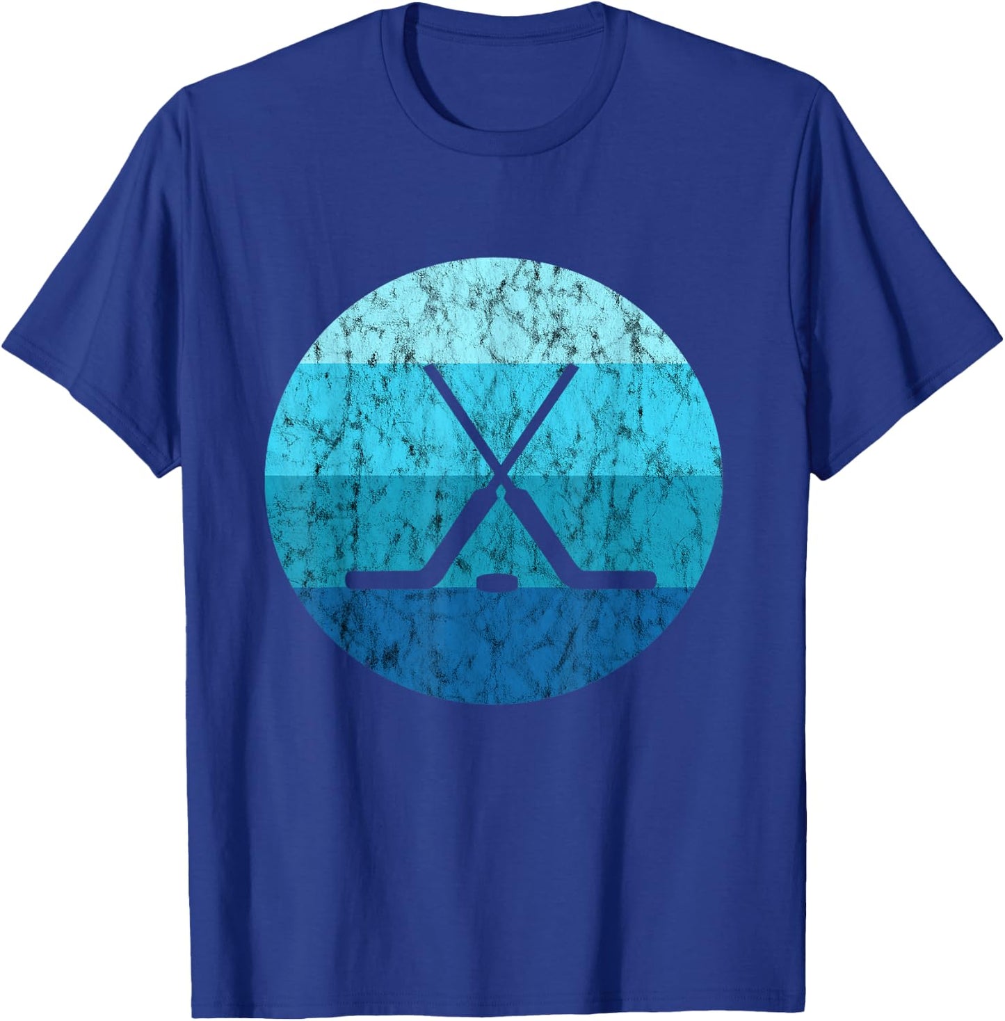 Ice Hockey Stick Hockey Sport Retro Vintage Ocean Water T-Shirt - T-Shirt | Royal