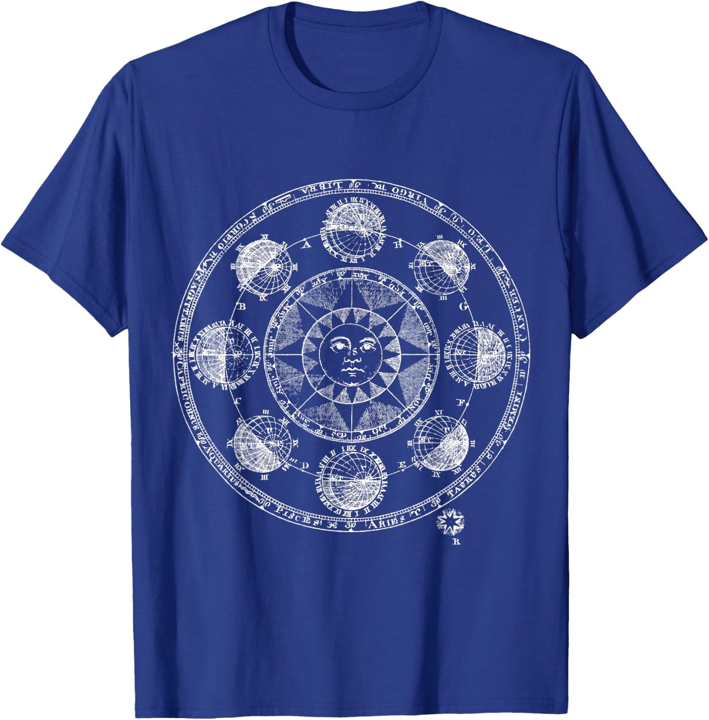 Medieval Astronomy and Astrology Sun and Planets White T-Shirt - T-Shirt | Royal