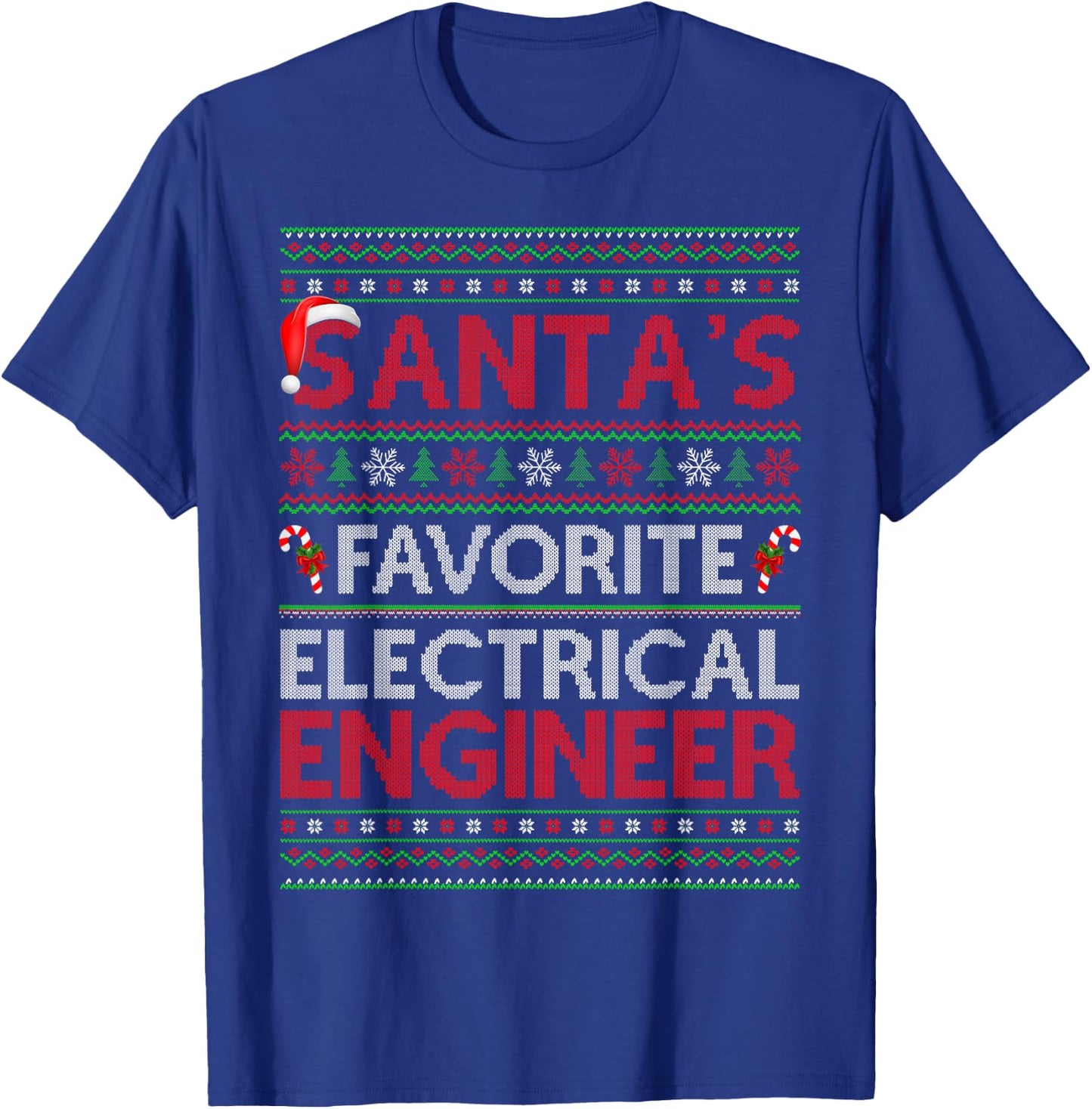 Ugly Xmas Santa's Favorite Electrical Engineer Christmas T-Shirt - T-Shirt | Royal
