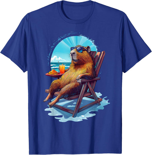 Capybara Summer Vacation Beach Ocean Sea Capybara Lovers T-Shirt - T-Shirt | Royal