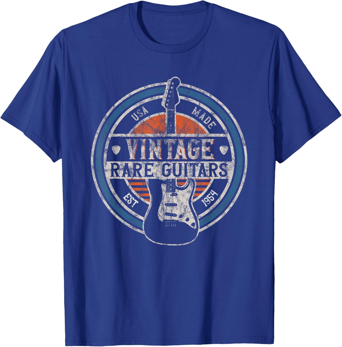 Vintage Rare Guitars Retro American Made Guitarist Small T-Shirt - T-Shirt | Royal