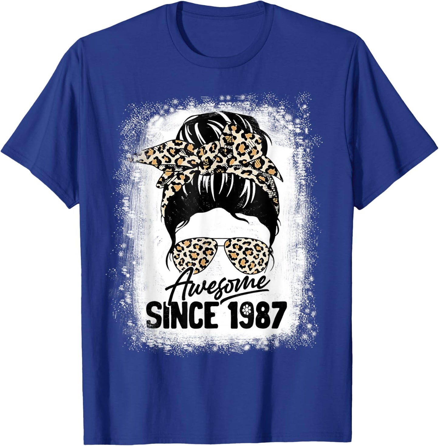 35 Years Old Awesome Since 1987 Leopard 35th Birthday T-Shirt - T-Shirt | Royal