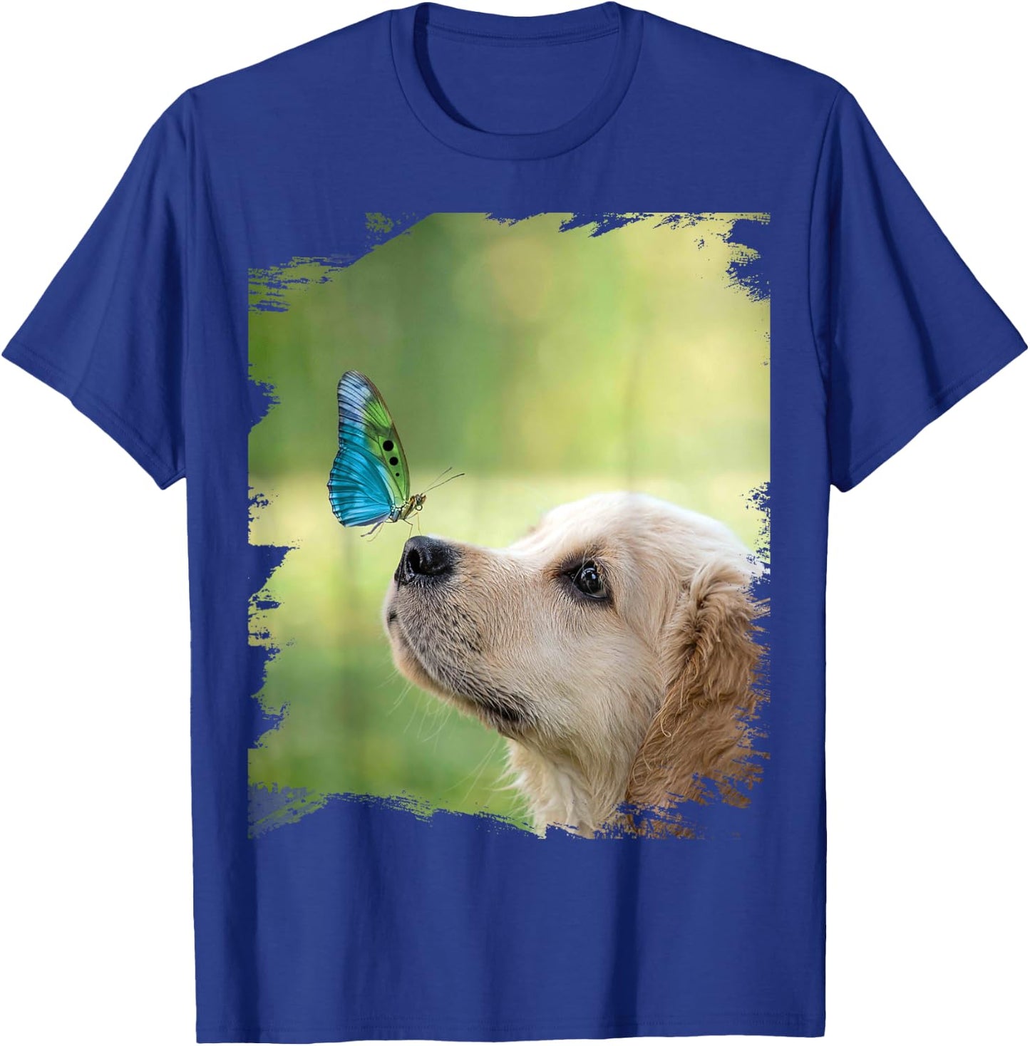 Golden Retriever Dog Butterfly on Nose Cute Women Kids T-Shirt - T-Shirt | Royal