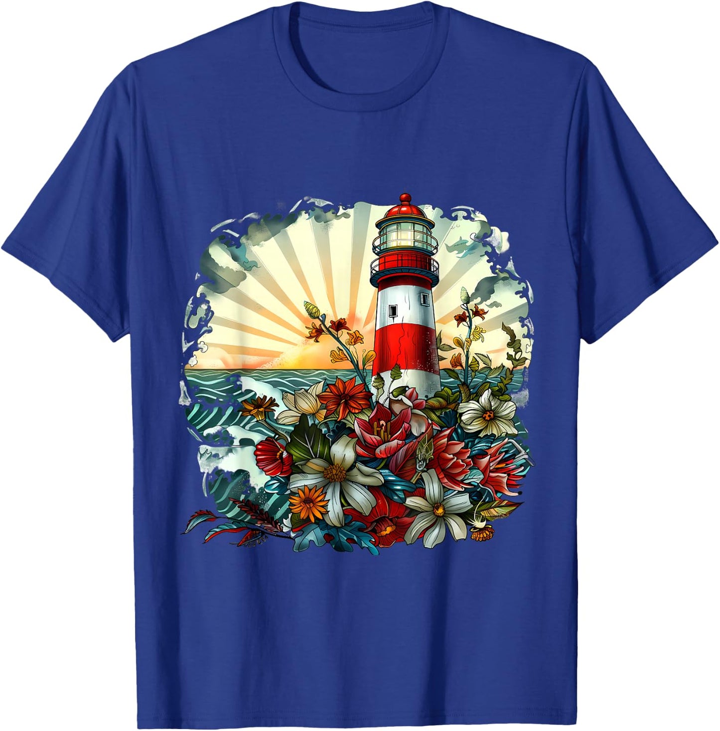 Lighthouse Seaside House Sailing Sea Beach Boating T-Shirt - T-Shirt | Royal
