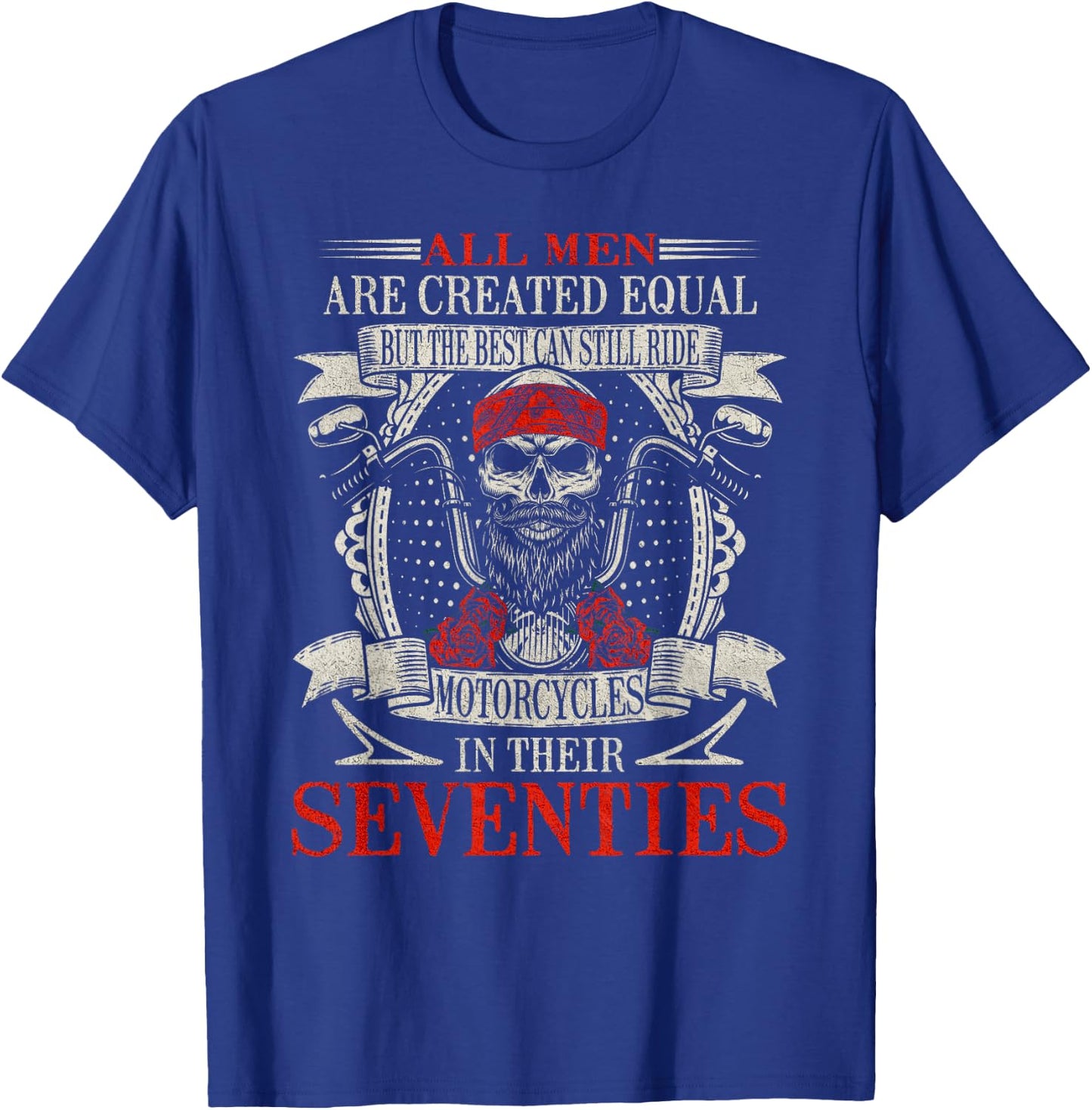 Vintage Biker Skull Seventies Motorcycle Rider T-Shirt - T-Shirt | Royal
