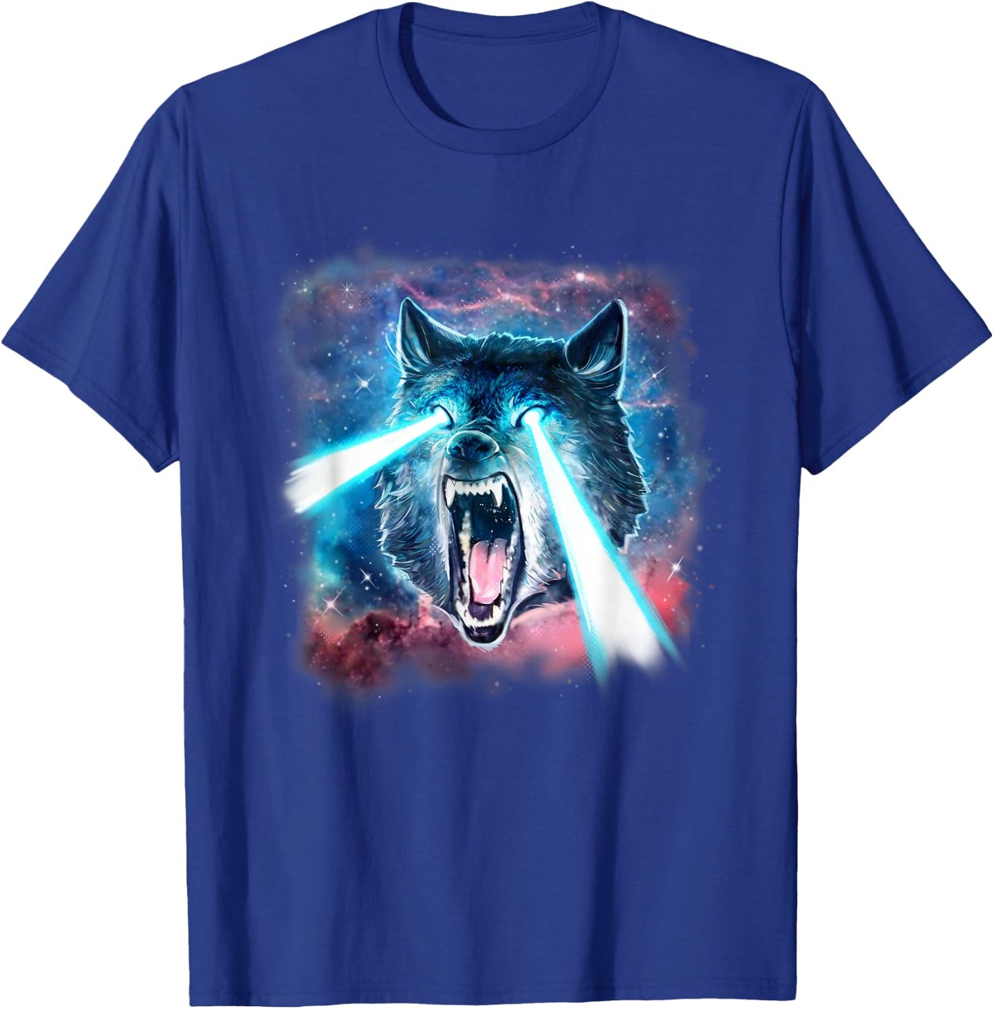 Scary White Wolf in Space Lasers Realistic Animal Print T-Shirt - T-Shirt | Royal