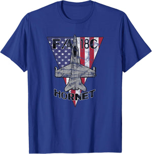 F/A-18C Hornet Military Jet Fighter Patriotic Vintage T-Shirt - T-Shirt | Royal