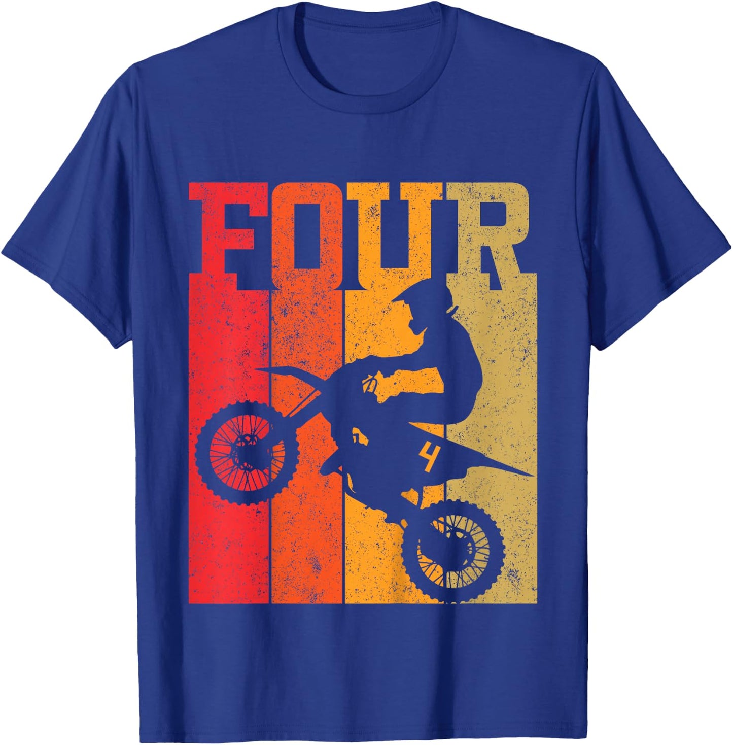 Kids 4th Birthday Boys 4 Four Dirt Bike Motocross Motorcycle race T-Shirt - T-Shirt | Royal