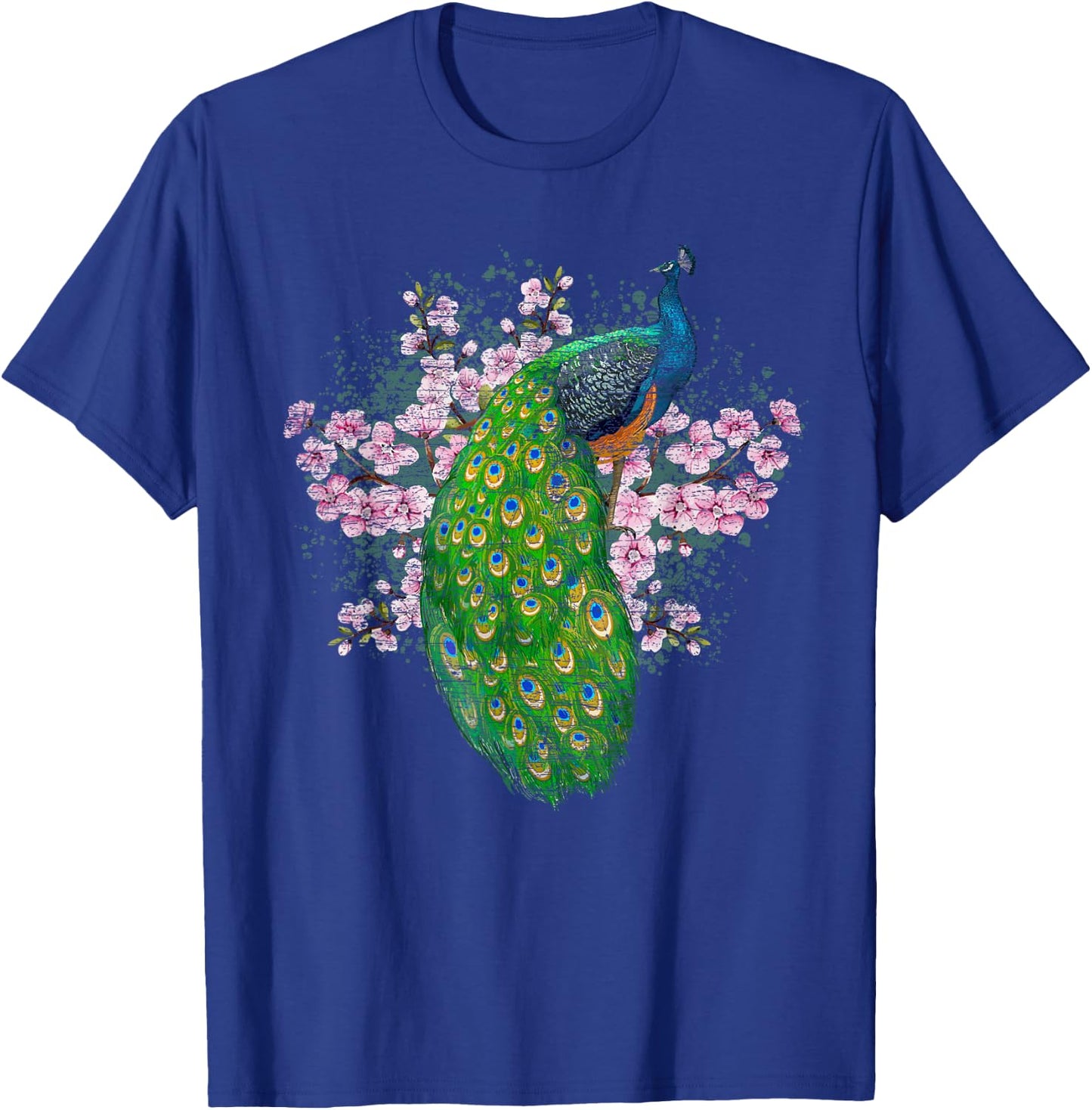 India Bird Sakura Decorative Animal Cherry Blossom Peacock T-Shirt - T-Shirt | Royal