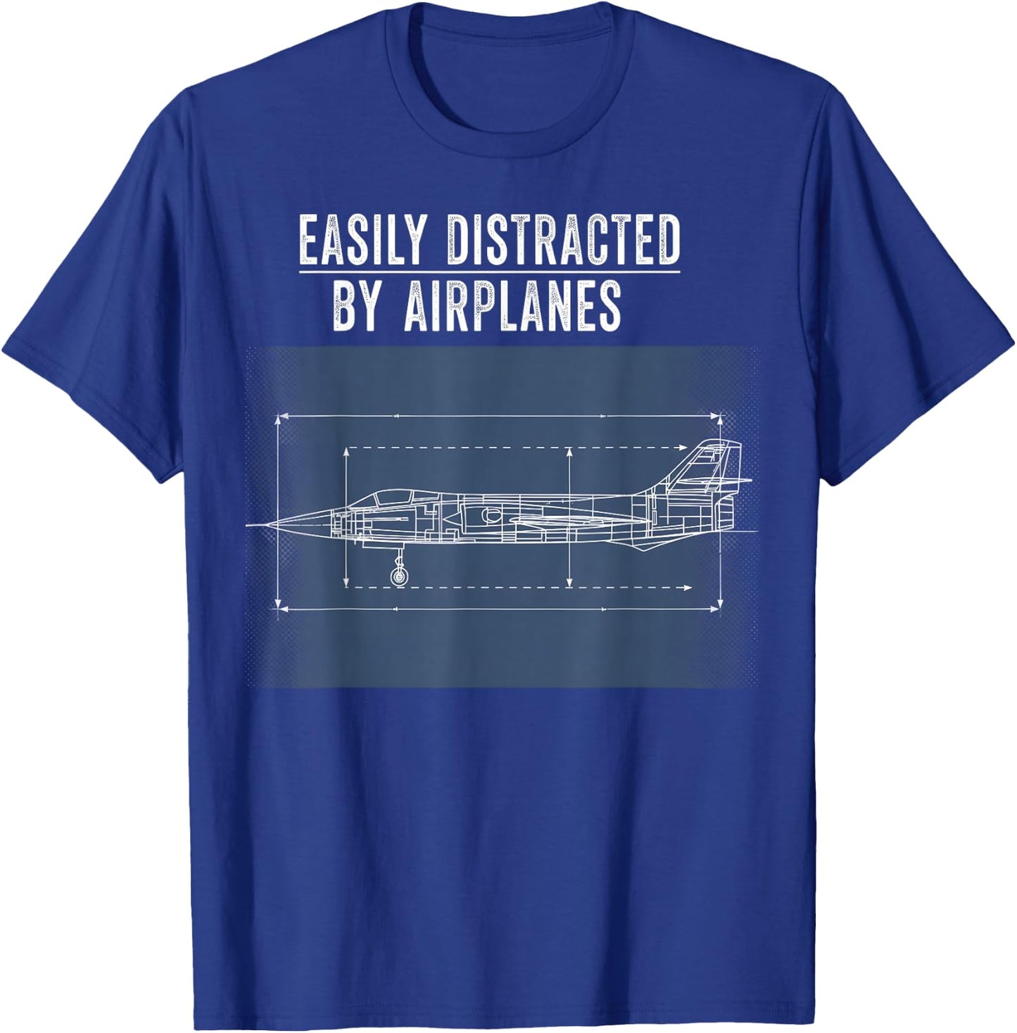 Easily Distracted By Airplanes Funny Pilot for Plane Lover T-Shirt - T-Shirt | Royal