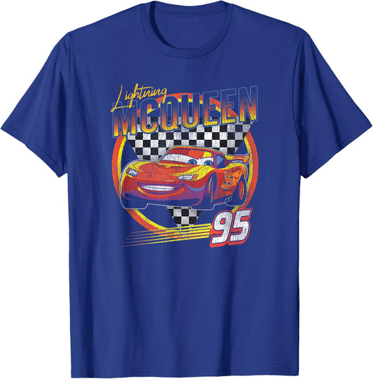 Disney Pixar Cars Lightning McQueen Vintage Race Small T-Shirt - T-Shirt | Royal