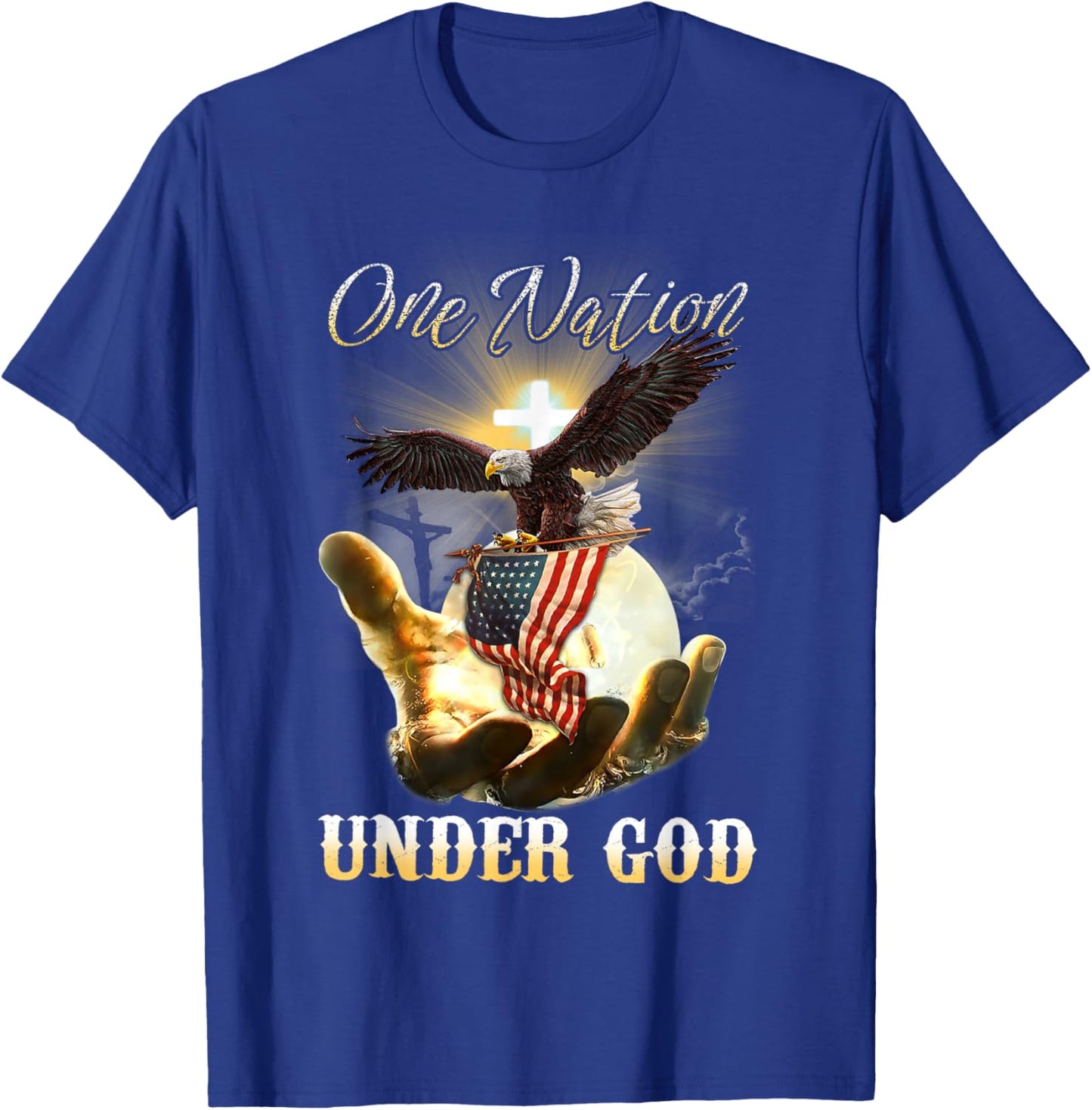 Eagle USA Christian Patriot One Nation Under God Small T-Shirt - T-Shirt | Royal