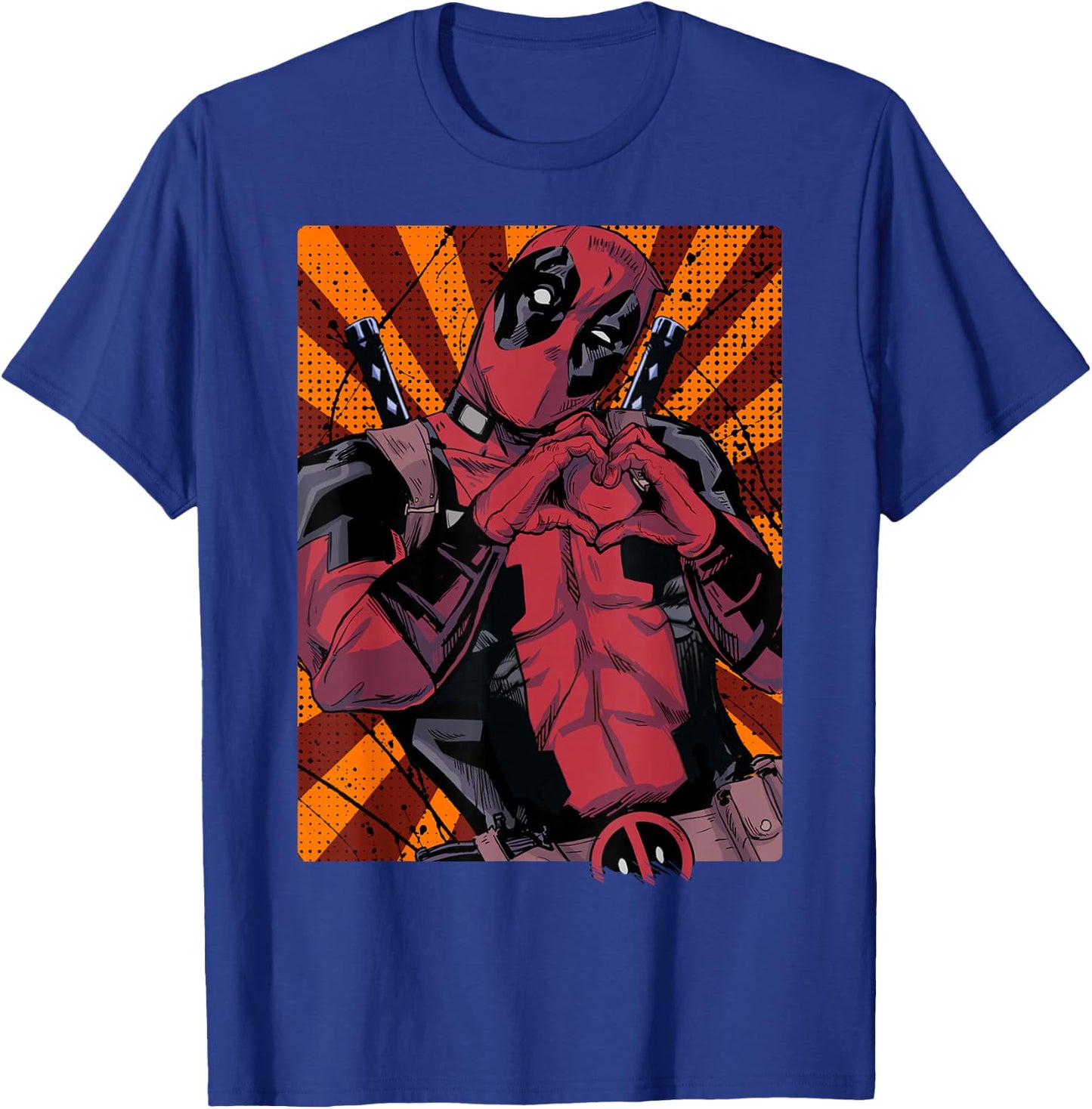 Marvel Deadpool Heart Hands Portrait Small T-Shirt - T-Shirt | Royal