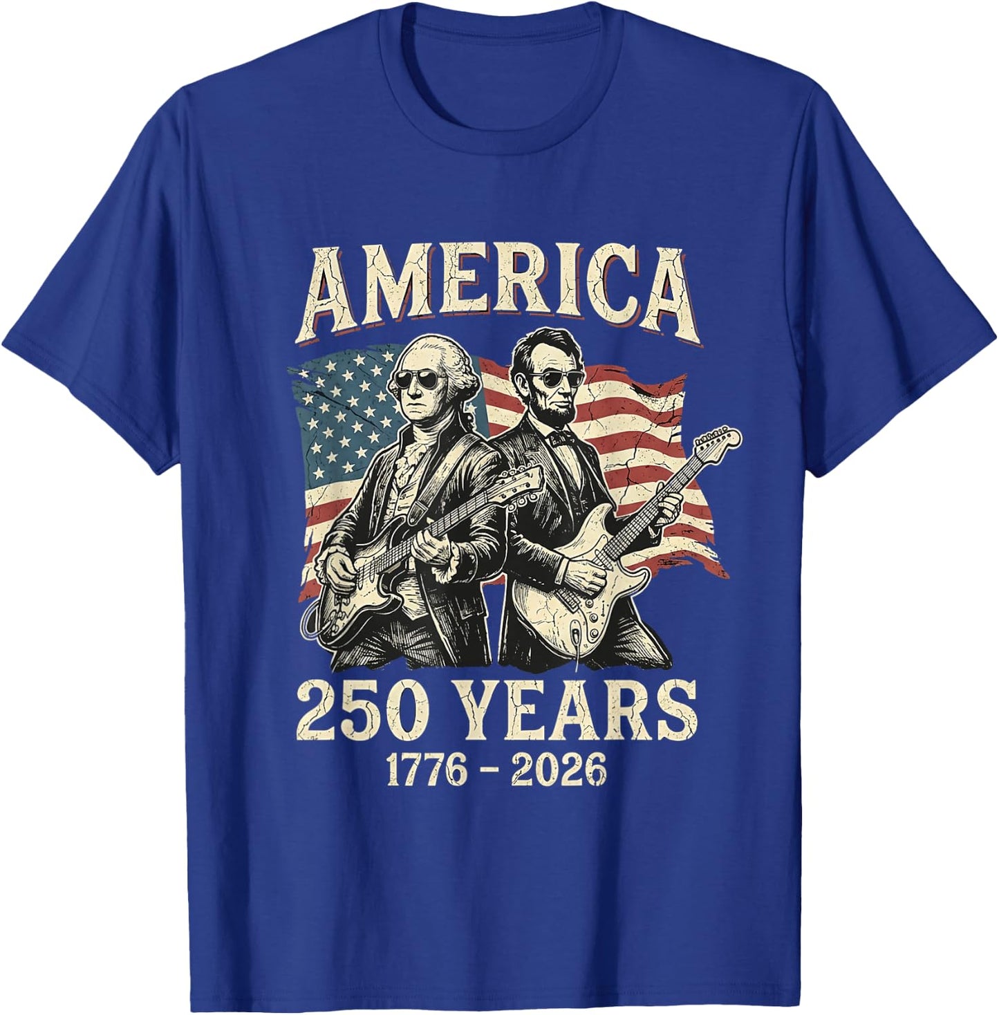 Abraham Lincoln Playing Guitar 250 USA 250th Bicentennial T-Shirt - T-Shirt | Royal