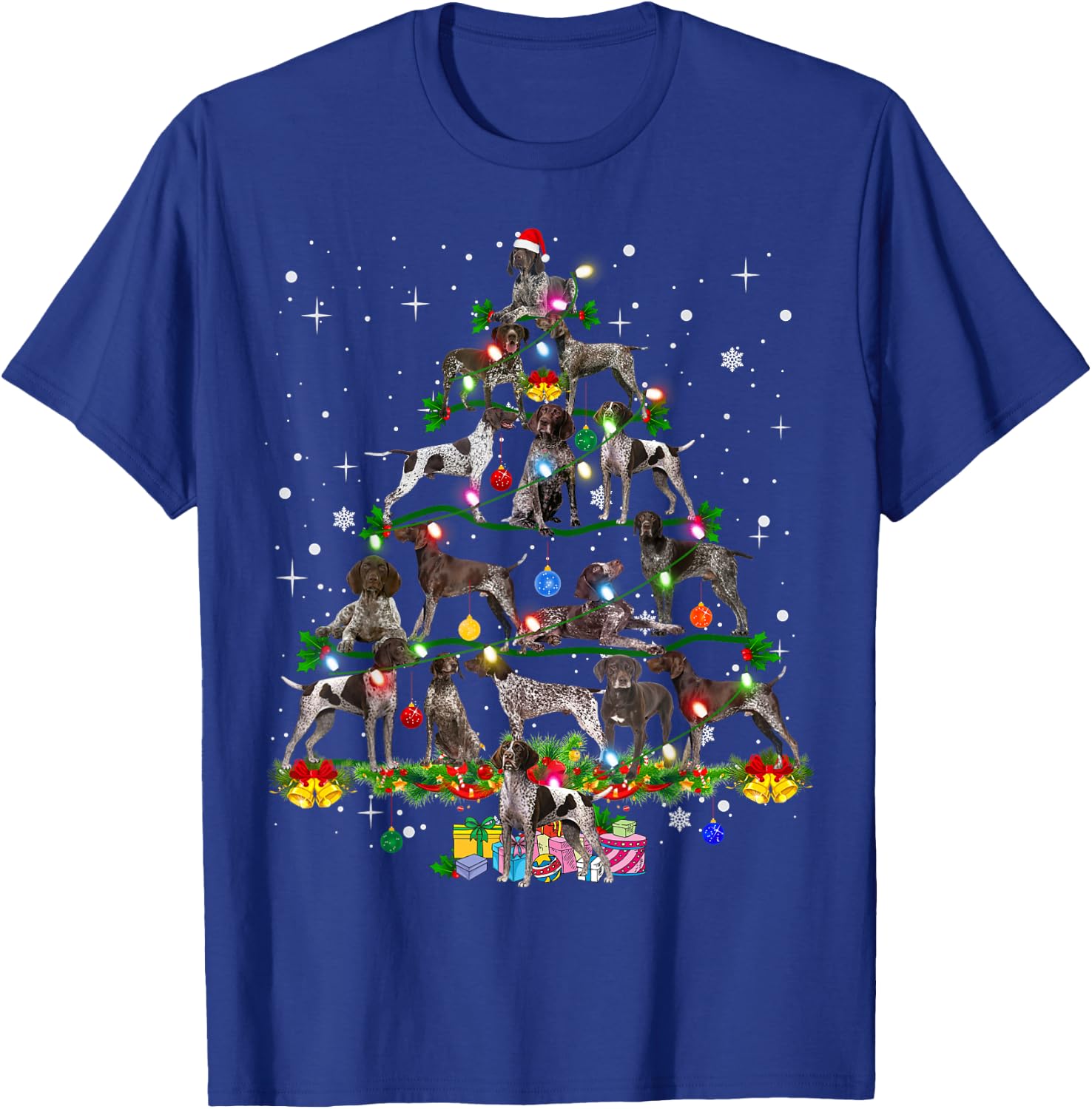 German Shorthaired Pointer Christmas Tree X-Mas Dog Dad Mom T-Shirt - T-Shirt | Royal
