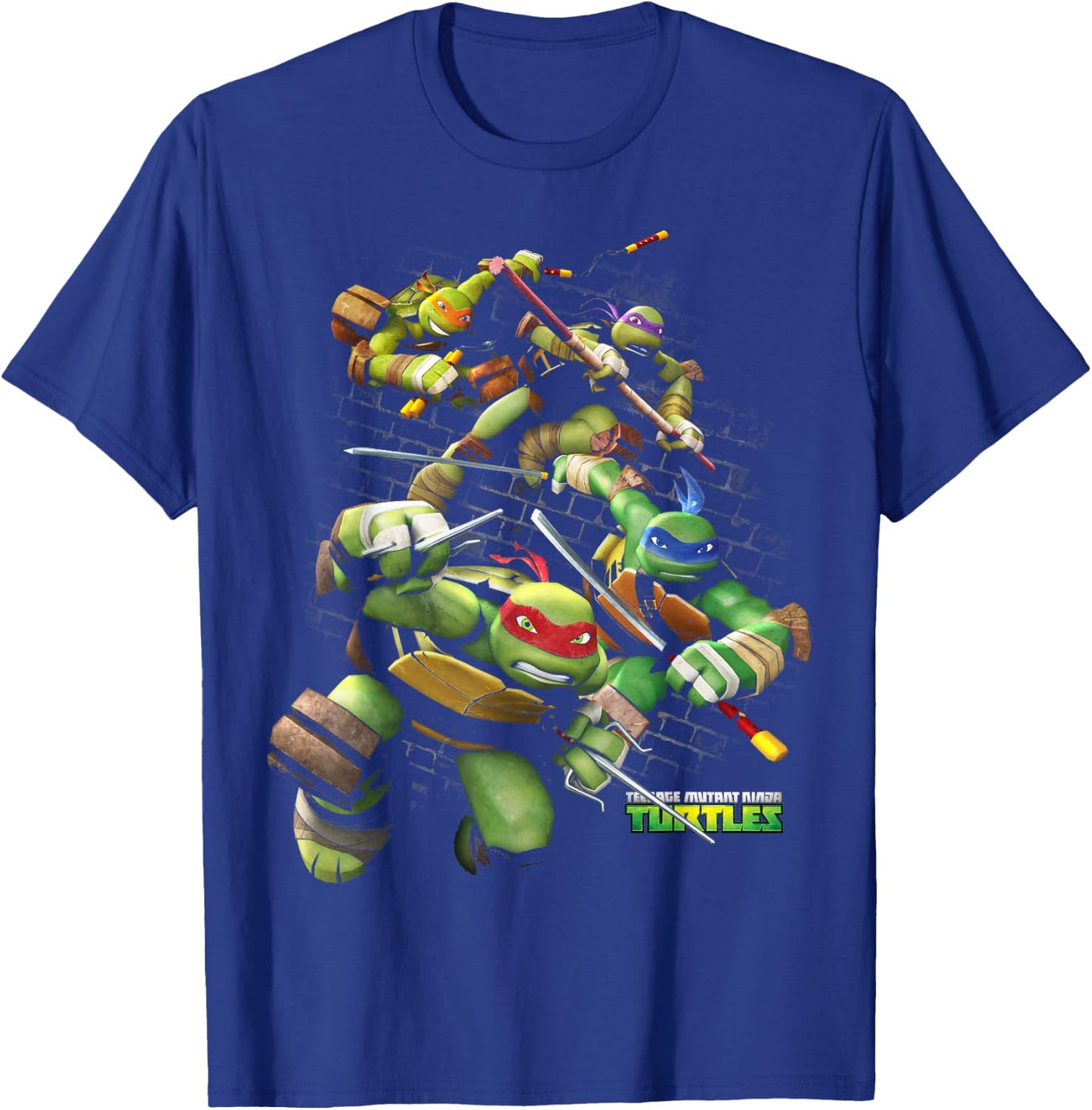 Teenage Mutant Ninja Turtles Action Through Bricks T-Shirt - T-Shirt | Royal