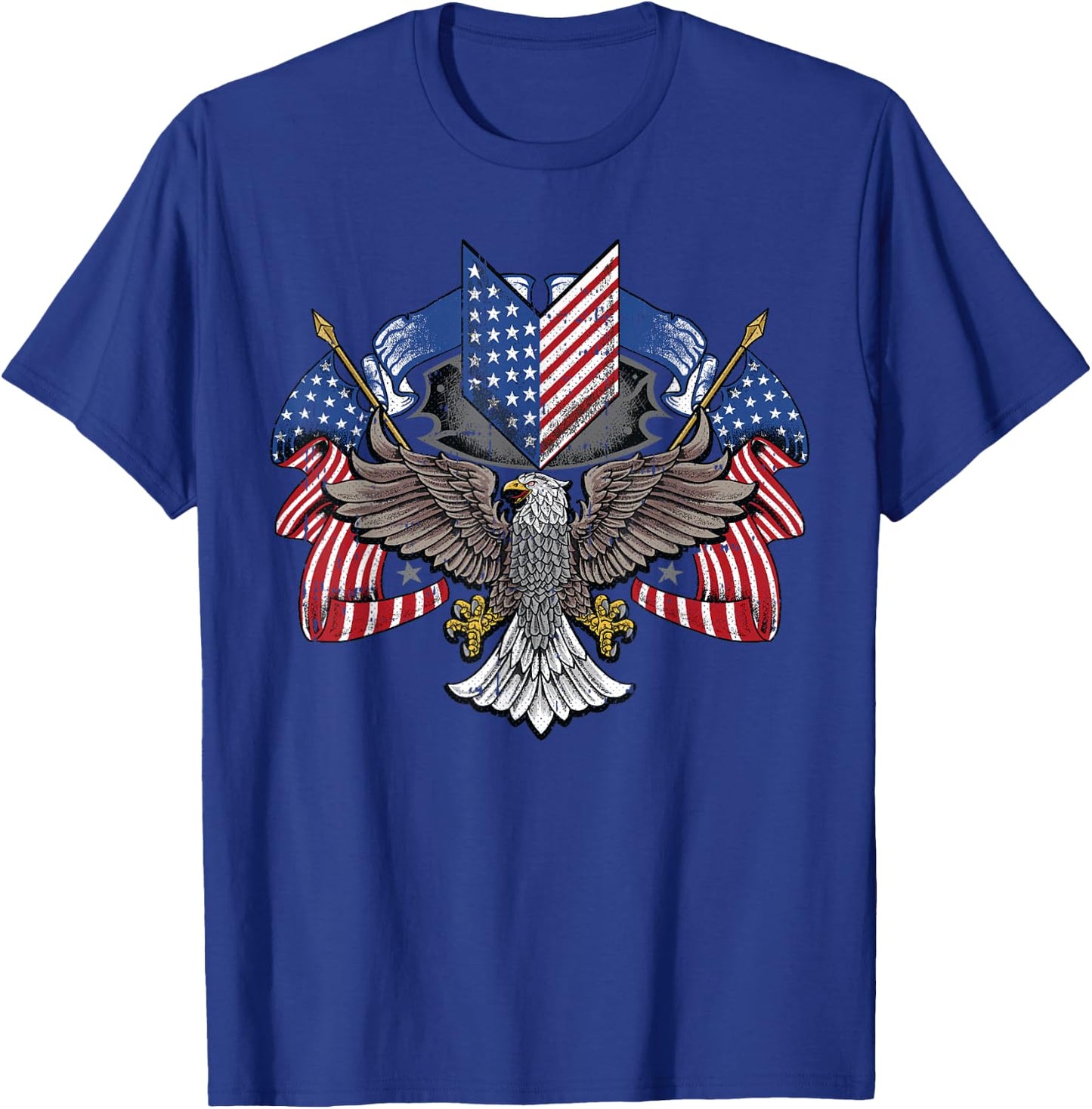 American Flag Shield 4th Of July USA Eagle Patriotic T-Shirt - T-Shirt | Royal