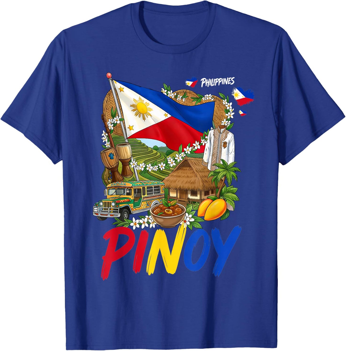 Pinoy Filipino Cultural Outfit Idea for Kids Philippine Flag T-Shirt - T-Shirt | Royal