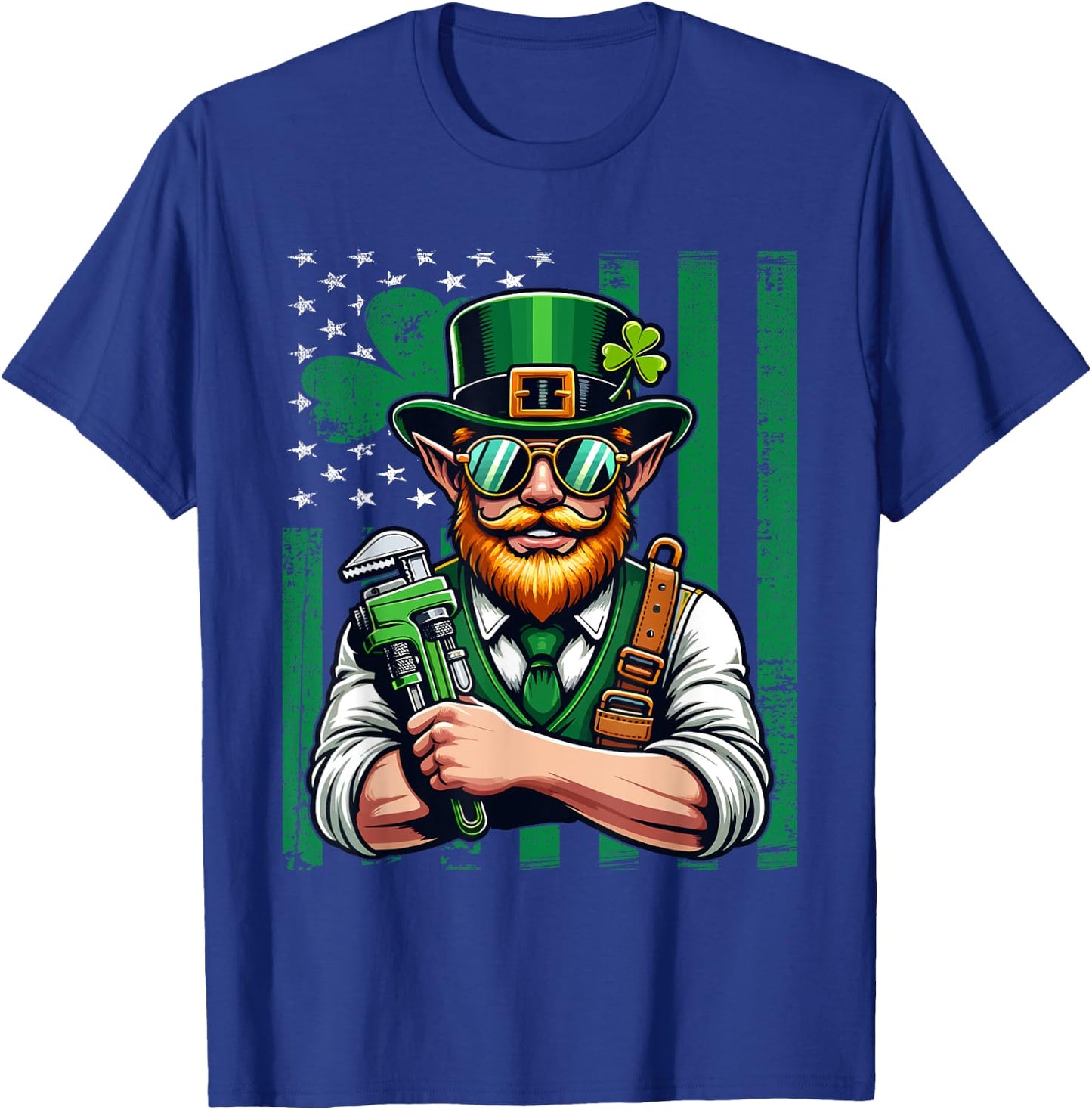 American Flag Plumber Saint Patrick's Day Irish Shamrock Kids Men T-Shirt - T-Shirt | Royal