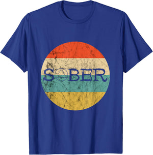 Sober Recover Retro Vintage Sunset Sobriety Abstinence T-Shirt - T-Shirt | Royal