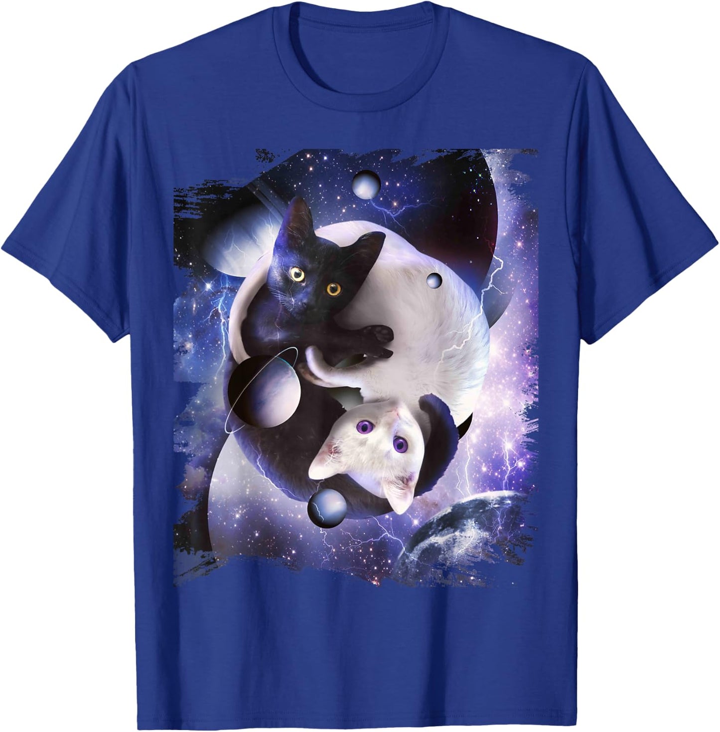 Space Yin Yang Cat Cats Cosmic Yin-Yang Kitty In Galaxy T-Shirt - T-Shirt | Royal