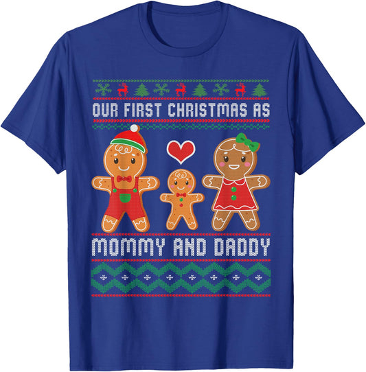 Our First Christmas As Mommy and Daddy Matching Family T-Shirt - T-Shirt | Royal