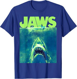 Jaws Surfacing Neon Poster Logo T-Shirt - T-Shirt | Royal
