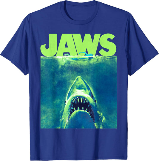 Jaws Surfacing Neon Poster Logo T-Shirt - T-Shirt | Royal