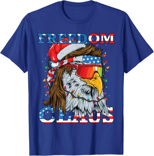Christmas Bald Eagle Mullet USA Patriotic Christmas Eagle T-Shirt - T-Shirt | Royal