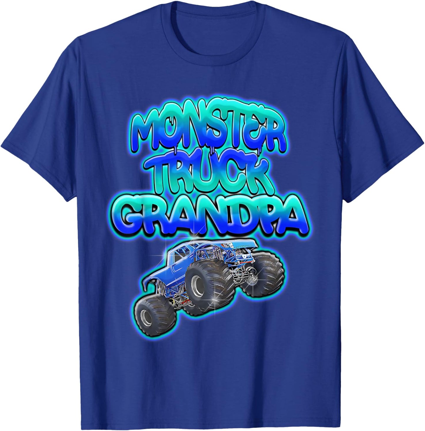 Monster Truck Grandpa Cool Blue Graffiti Style T-Shirt - T-Shirt | Royal